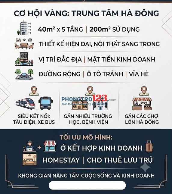 CHO THUÊ NHÀ TRUNG TÂM HÀ ĐÔNG VỈA HÈ Ô TÔ TRÁNH