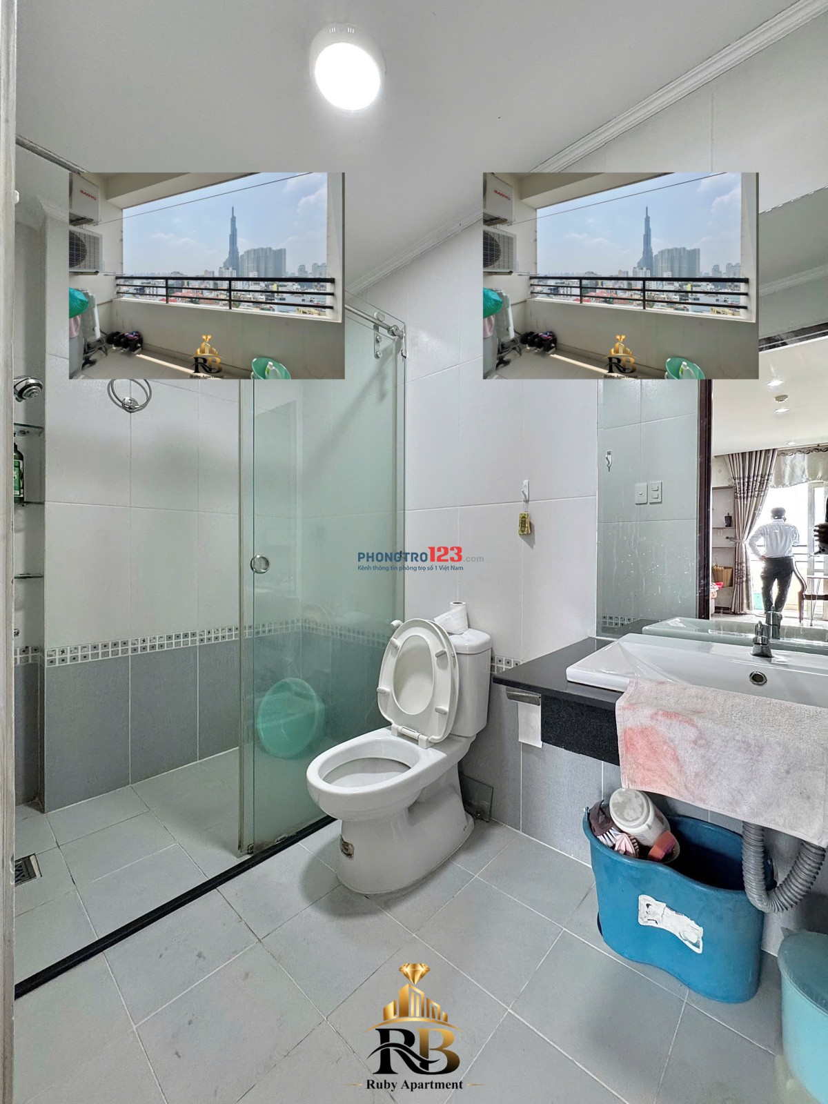 Cho thuê chung cư Bắc Bình 1PN balcony View Landmark 81 rộng 56m2
