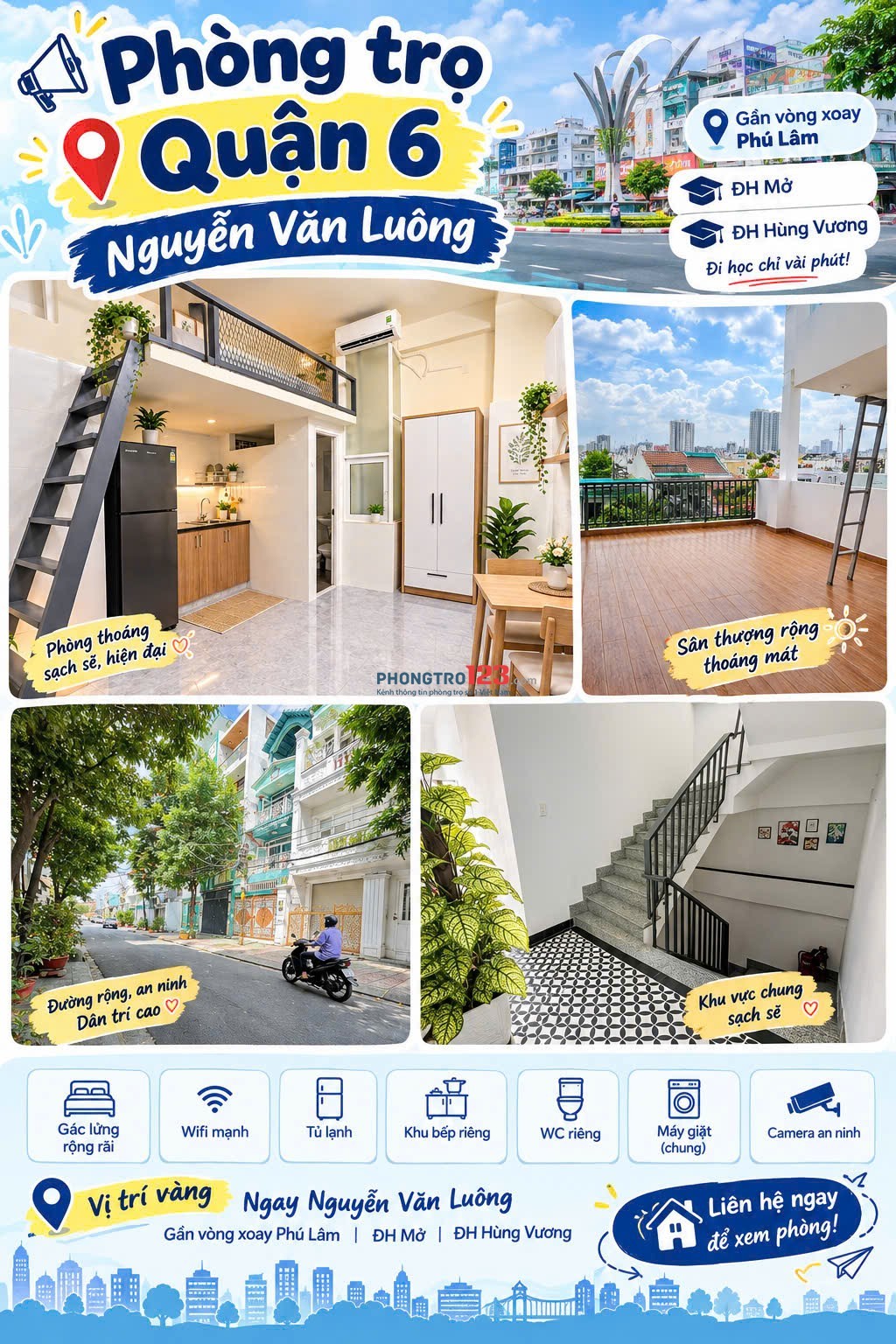 GIẢM 500K THÁNG ĐẦU PHÒNG GÁC CAO MỚI TOANH NGUYỄN VĂN LUÔNG