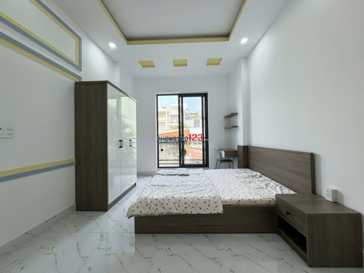 Cho thuê phòng rộng, ban công thoáng, full nội thất – Lê Quang Định, Bình Thạnh, gần Bà Chiểu, Q1