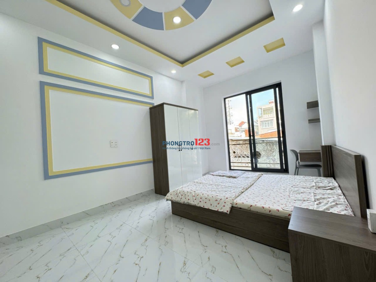 Cho thuê phòng rộng, ban công thoáng, full nội thất – Lê Quang Định, Bình Thạnh, gần Bà Chiểu, Q1