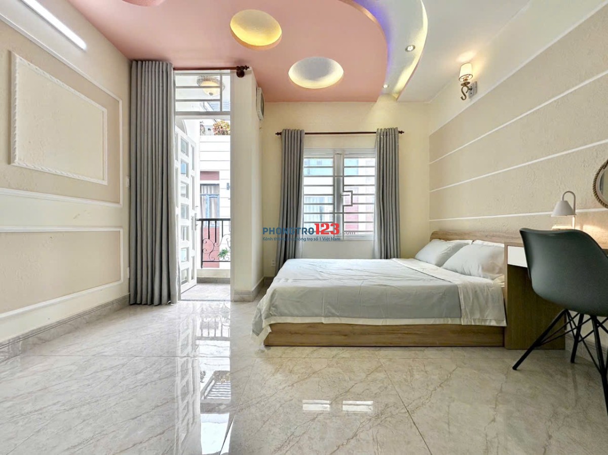 Cho thuê phòng 35m2, ban công_Nơ Trang Long, Bình Thạnh, full nội thất tiện đi Bà Chiểu, Hàng Xanh