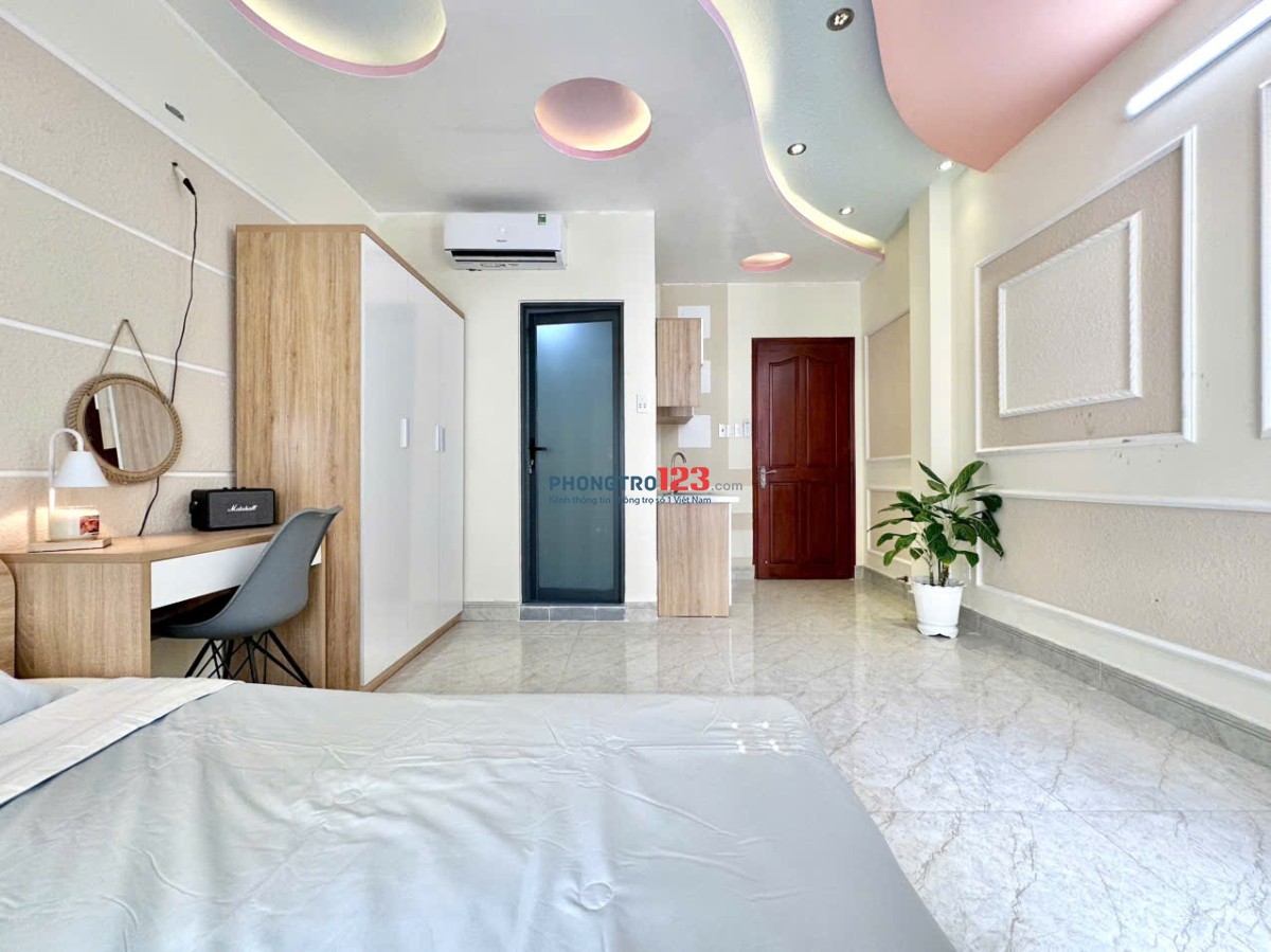 Cho thuê phòng đẹp, ban công lớn, full nội thất, Nơ Trang Long, Bình Thạnh gần Bà Chiểu, Hàng Xanh