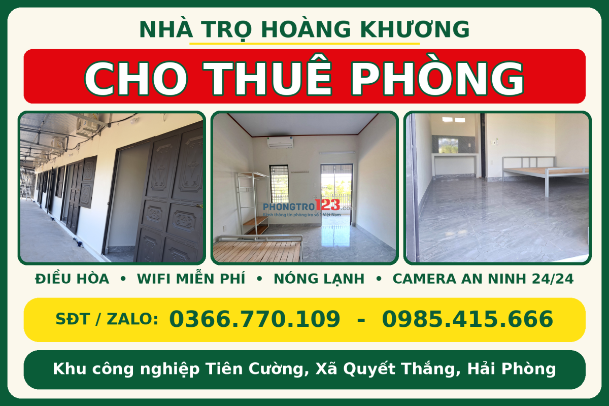 Cho thuê nhà trọ khu công nghiệp Tiên Cường